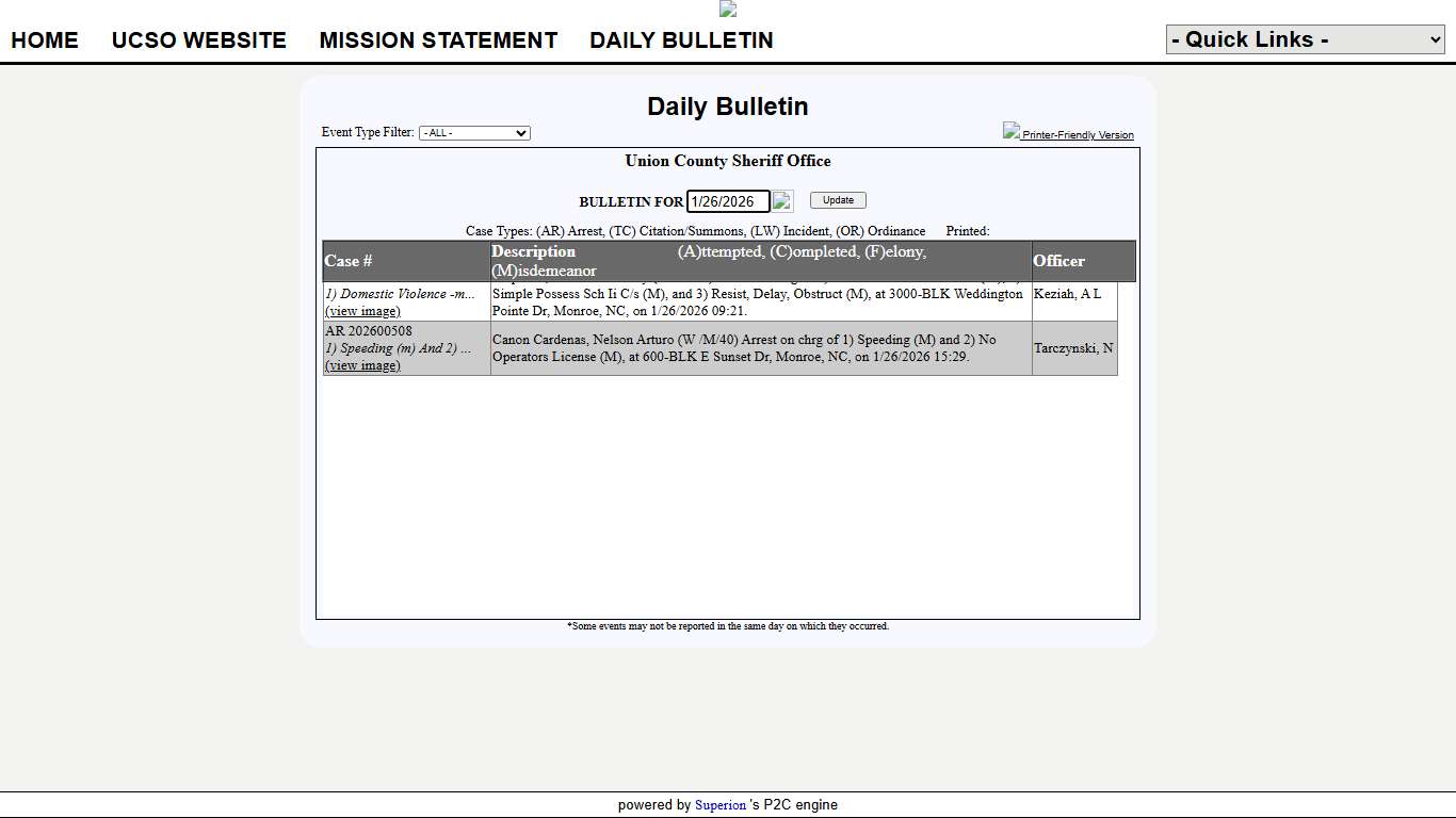 Union County Sheriff Office P2C